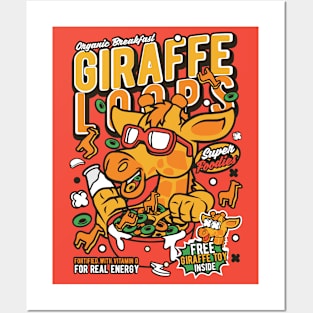 Retro Cereal Box Giraffe Loops // Junk Food Nostalgia // Cereal Lover Posters and Art